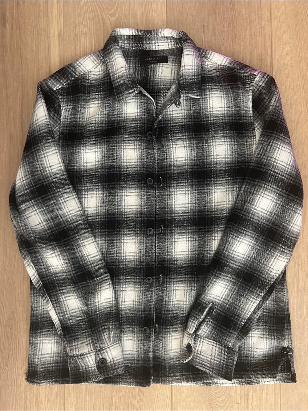 AllSaints Black & White Plaid Shirt with Label